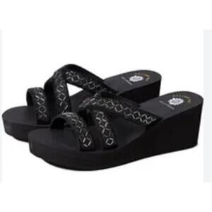 Yellow Box Women's  Black Witney Beaded Wedge Sandal, 9